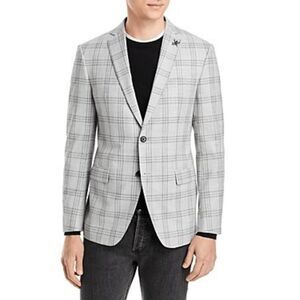 John Varvatos Star USA Men's Plaid Slim Fit Sport Coat - Gray 38R